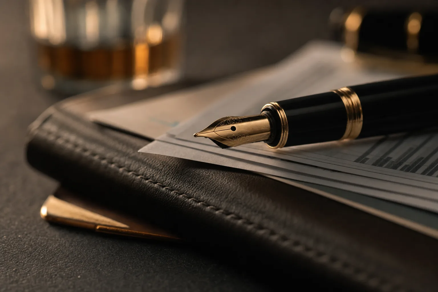 Documents and planning materials on an executive desk